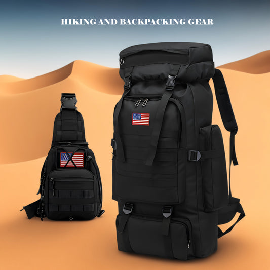 Tactical Backpack & Chest Pack 2-Piece Set - 80L 3-Day Assault Pack for Men, Polyester Molle Military Backpack for Hiking, Camping, Hunting, Travel & Outdoor Sports