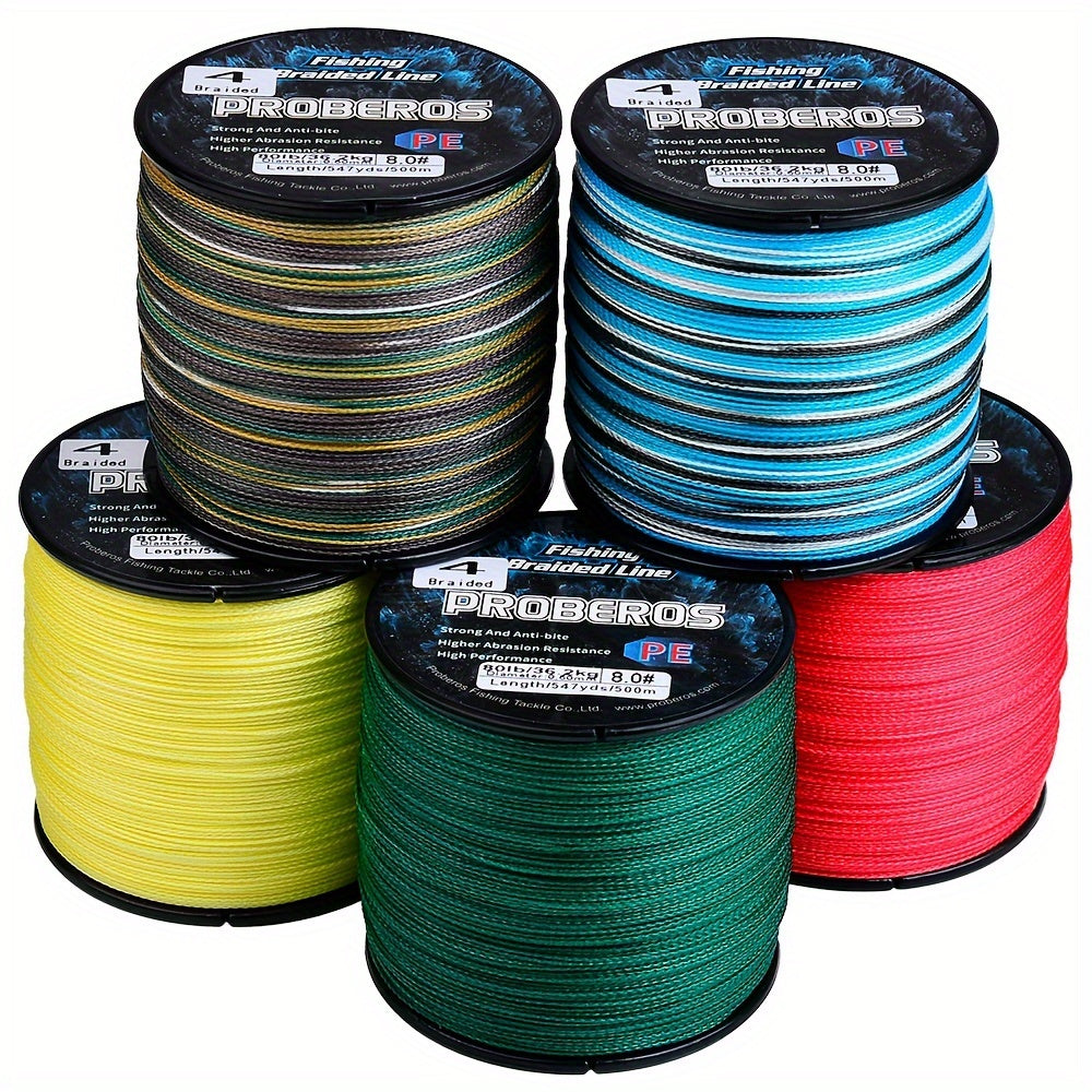 Braided Fishing Line 500M 547 Yards 4 Strand Superline Abrasion Resistant Zero Stretch 6LB-80LB Test Super Strong Multicolor Fishing Line for Saltwater Freshwater