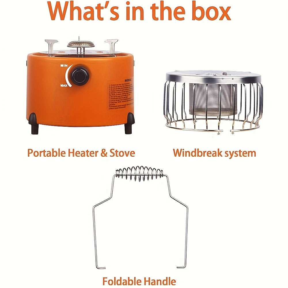 9000 BTU 2-in-1 Propane Camping Stove & Heater with Gas Hose & MAPP Converter – Adjustable Flame Portable Indoor Outdoor Gas Burner, Stainless Steel, 10.7x7 Inch Compact Design for Camping Cooking & Emergency Use