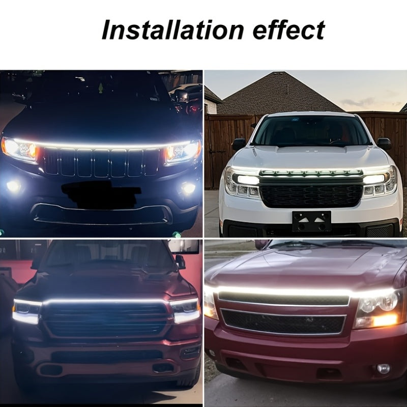 70 Inch LED Engine Bay Light Strip White High Brightness 2000-3000 Lumens Auto Welcome Mode Steering Effect 12V Hardwire for Cars SUVs - Under Hood Ambient Lighting