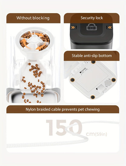 Smart WiFi Cat Feeder 3L Automatic Pet Food Dispenser with App Control – Up to 10 Meals Per Day, Camera & Voice Assistant Compatible, USB-Powered, Remote Monitoring for Cats & Dogs