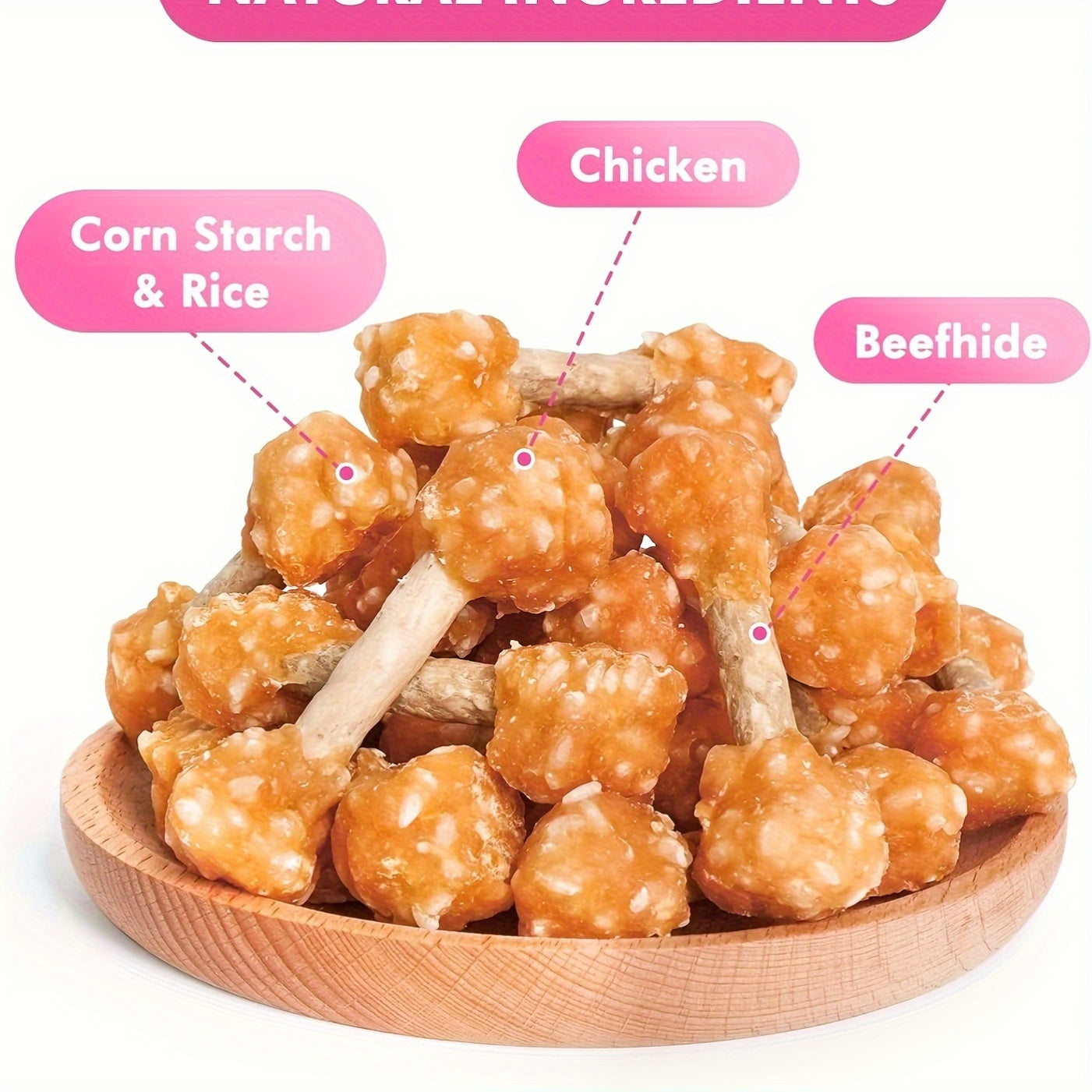 High Protein Chicken Dumbbell Dog Treats – Natural Healthy Long-Lasting Training Reward Snacks with Rice for Small, Medium & Large Breed Dogs