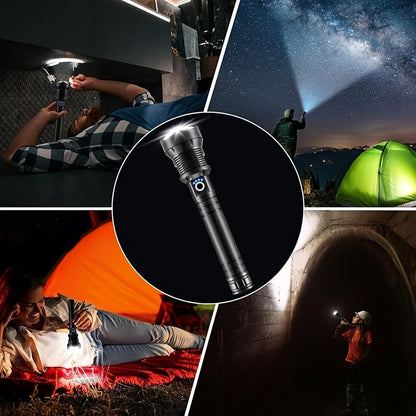 4000 Lumen Rechargeable Tactical Flashlight – High Lumens LED Handheld Torch, USB-C, 500M Range, 4 Modes, Aluminum Alloy, Waterproof for Camping Fishing Hiking Night Patrol Emergency