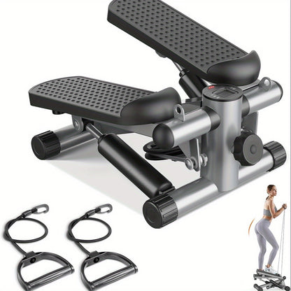 Mini Stair Stepper Exercise Machine with Resistance Bands, Compact Twist Motion Full Body Workout, 300 lbs Capacity Portable Home Gym Fitness Equipment for Weight Loss & Cardio - Black, Silver, Orange, Blue