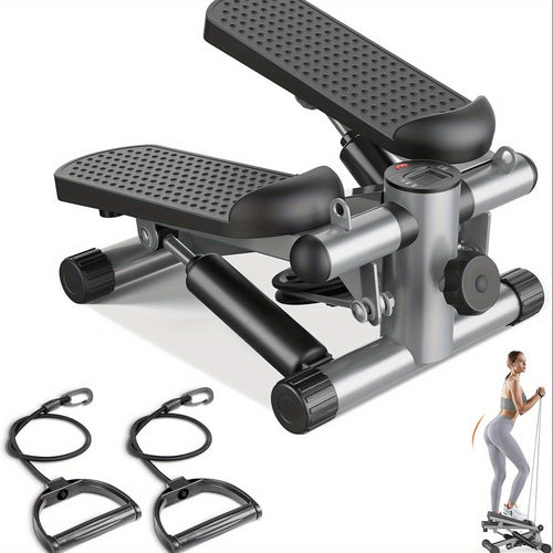 Mini Stair Stepper Exercise Machine with Resistance Bands, Compact Twist Motion Full Body Workout, 300 lbs Capacity Portable Home Gym Fitness Equipment for Weight Loss & Cardio - Black, Silver, Orange, Blue