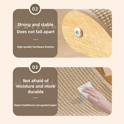 Large Sisal Cat Scratcher Lounge & Pad for Indoor Cats Durable Stable Cat Furniture – Upgraded Scratching Board & Combo Set with Leash & Collar