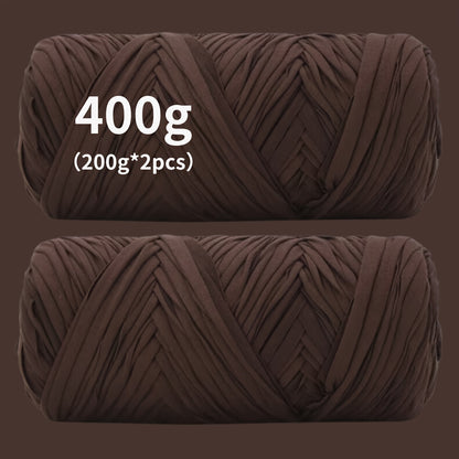 T-Shirt Fabric Yarn 400g (2 x 200g) Chunky Cotton Blend in 49 Colors – Soft Thick Yarn for Crochet Baskets, Bags, Rugs, Macrame & Knitting Projects – Beginner-Friendly Craft Yarn