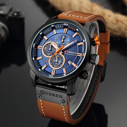 Men's Chronograph Sport Quartz Watch with Date Display – Stopwatch Wristwatch for Men 6 Colors Brown Blue Black Grey Casual Business Everyday Watch Gift