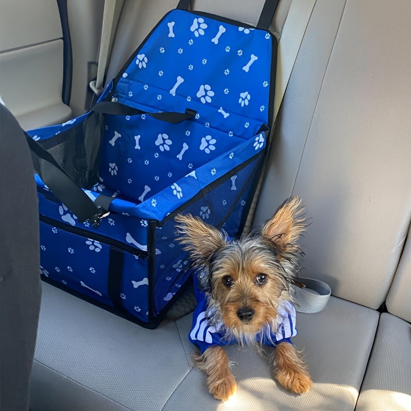 Dog Car Booster Seat & Travel Carrier for Small Dogs and Cats – Foldable Oxford Breathable Pet Carrier with Safety Leash, Adjustable Straps & Elevated Window View, Large 16x13x9.5 Inch