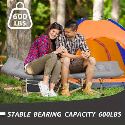 75 Inch Heavy Duty Camping Cot – Extra Large Folding Bed with Optional Flip Mattress & Carry Bag, 450/500/600 lbs Capacity, Portable Foldable Guest Bed for Adults Outdoor Camping