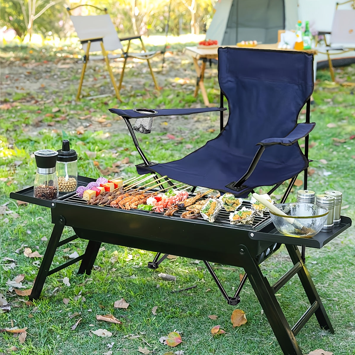 Foldable Camping Chairs 2 Pack – Steel Frame Oxford Cloth Cup Holders Portable Storage Bags for Outdoor BBQ Courtyard Beach Picnic Holiday Gift