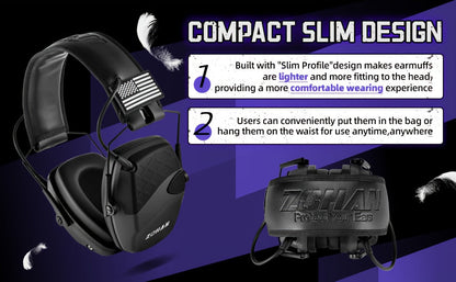 Electronic Shooting Ear Protection Earmuffs NRR 23dB – Noise Cancelling Hearing Protection with Sound Amplification, Adjustable Headband, ANSI Certified for Shooting, Hunting, Mowing & Industrial Use