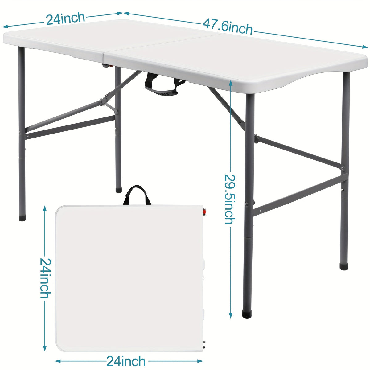 4FT 6FT Folding Table Heavy Duty Portable Camping Outdoor Table with Locking Legs, Lightweight Plastic Fold Up Table for Picnic, Party, RV, Dining, Events – White