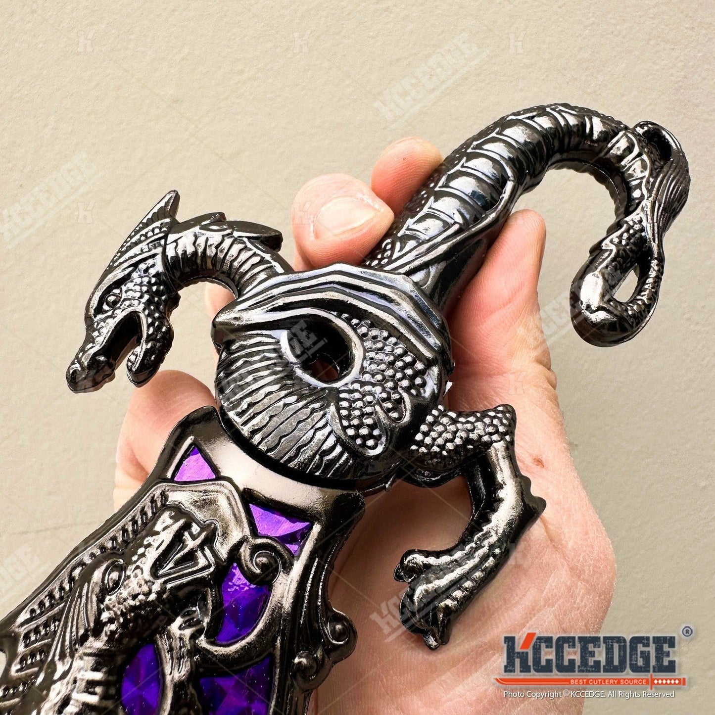 Medieval Dragon Fantasy Fixed Blade Knife with Scabbard 9 Inch – Non-Sharpened 440 Stainless Steel, Cosplay Prop, Historical Replica, Home Decor Collectible, 5 Colors