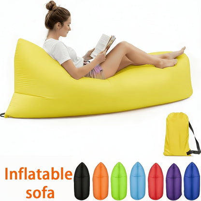 Foldable Inflatable Sofa Lounge Chair Portable Lazy Air Sofa for Camping Beach Music Festivals Outdoor Gatherings Quick Inflation Adults Purple Blue Green Black Red Yellow Orange