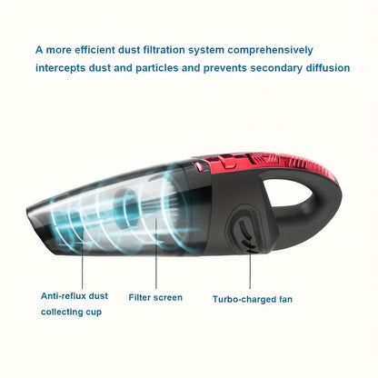 Handheld Car Vacuum Cleaner 4200PA 1800mAh Rechargeable Low Noise 4 Accessories for Car Home Pet Hair Pink Gift for Women