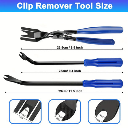 17Pcs Auto Trim Removal Tool Kit with Picks, Pry Tools, Metal Scraper & Magnetic Telescopic Pickup - Car Dash Panel Door Clip Remover Set, Bicycle Maintenance Tools