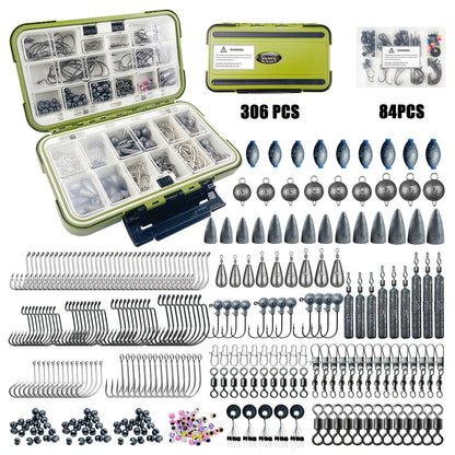Fishing Lure Kit 306PCS & 84PCS – Complete Tackle Box with Hooks, Sinkers, Bobbers, Jigs, Beads, Swivels & Snaps | Freshwater Fishing Accessories Set for Bass Trout Carp