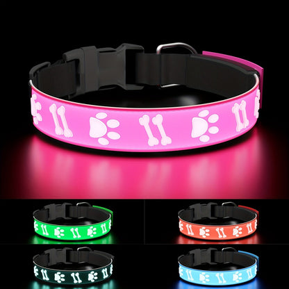 LED Dog Collar with 15 Light Modes USB Rechargeable – Glowing Safety Collar 3D Flash Patterns Night Walk Visibility XS S M L 5 Colors Blue Pink Red Green Black for Small Medium Large Dogs & Puppies