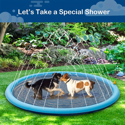 Portable Dog Splash Pad & Bathtub Mat – Ultra-Thick 0.6mm Non-Slip Foldable Pet Pool, Summer Outdoor Sprinkler Cooling Water Play Mat for Small Dogs, Puppies & Cats