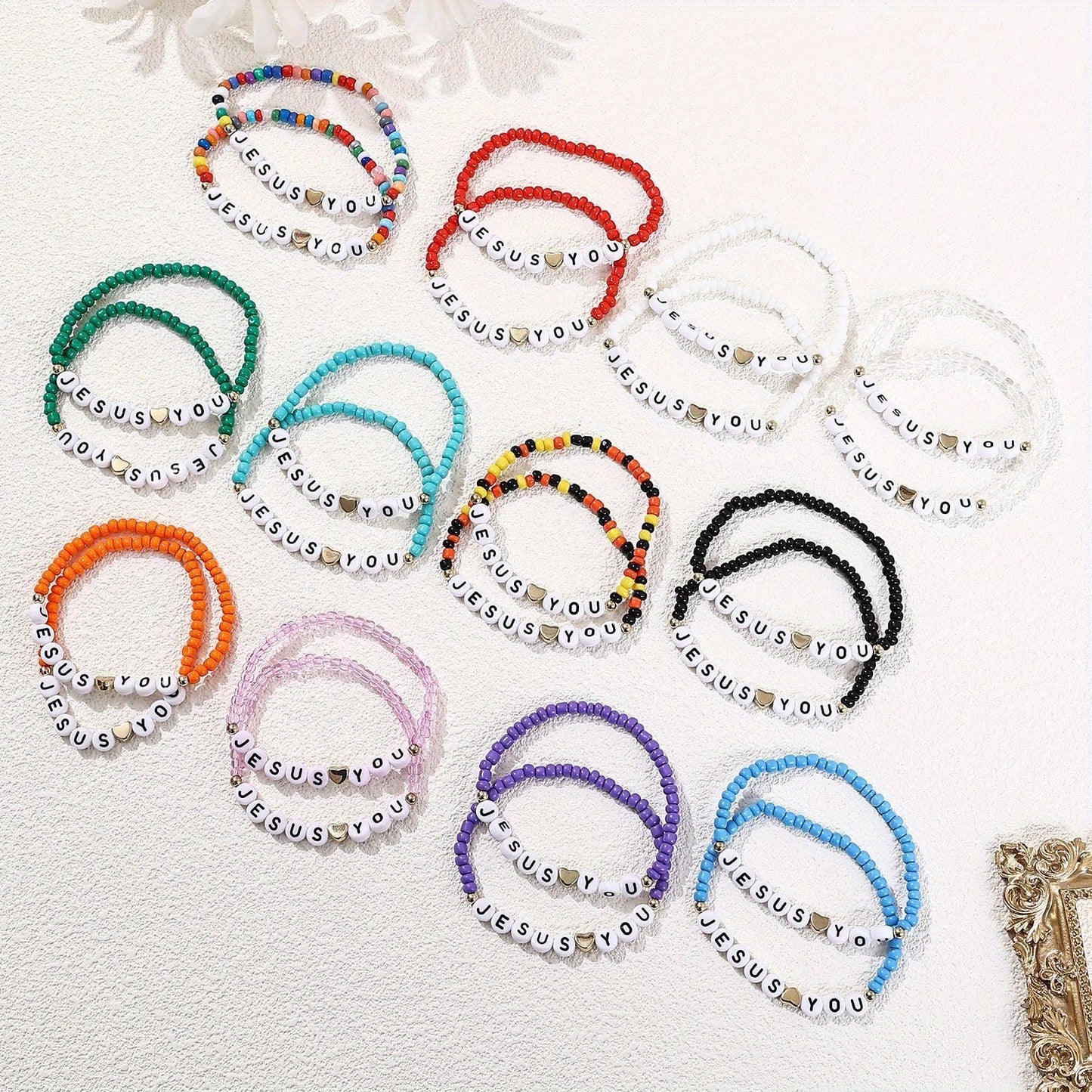 24pc Christian Friendship Bracelet Set – Handmade Clay Bead Jesus Love You Bracelets, Bulk Religious Jewelry for Christmas, Easter, Church Events & Faith-Based Gifts