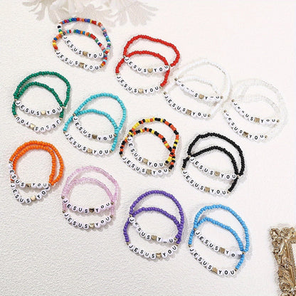 24pc Christian Friendship Bracelet Set – Handmade Clay Bead Jesus Love You Bracelets, Bulk Religious Jewelry for Christmas, Easter, Church Events & Faith-Based Gifts