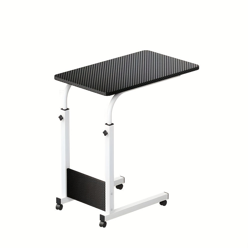 3-Tier Rolling Folding Desk with Wheels Height Adjustable Expandable Desktop Storage Shelf for Laptop Study Home Office Bedroom Living Room Computer Table