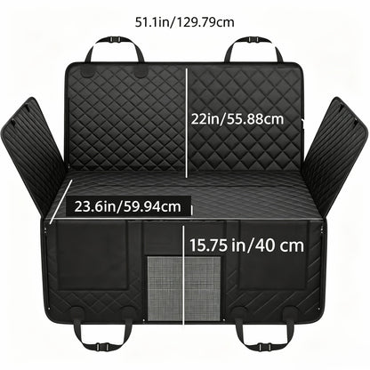 Dog Car Seat Cover Hard Bottom Back Seat Extender Holds 400 lbs – Dog Hammock Car Bed with Mesh Window & Storage Pockets for Cars SUVs Trucks All Breeds