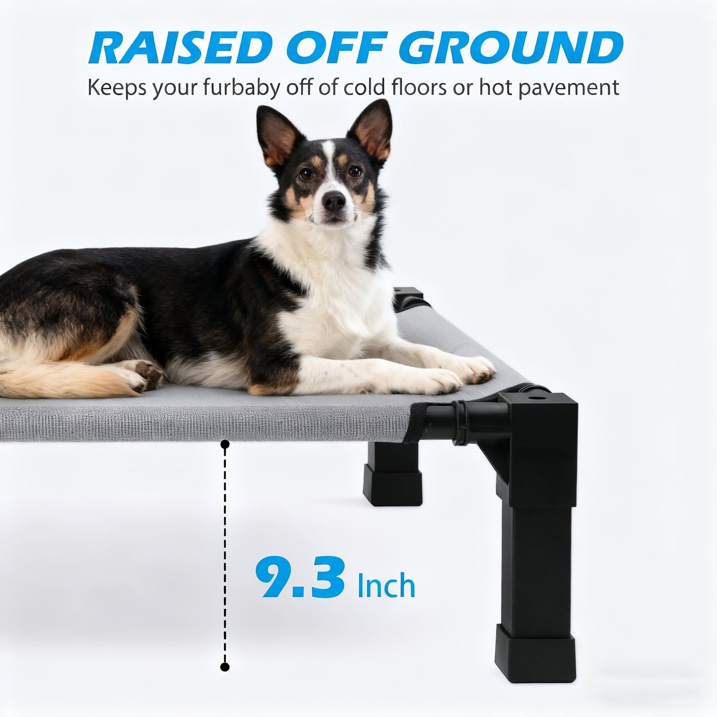 Cooling Elevated Dog Bed Raised Cot with Breathable Mesh & Metal Frame – Washable Portable No-Slip Dog Cot for Indoor & Outdoor Use, Available in 4 Sizes & 7 Colors for All Breeds