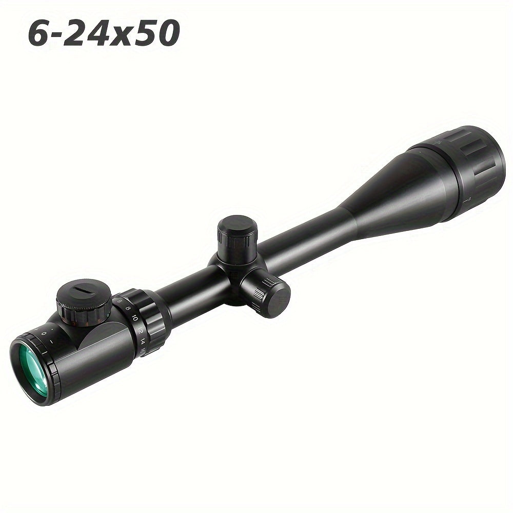 6-24x50 AO Rifle Scope Illuminated Red Green Reticle - Long Range Hunting Scope with 20mm Rail Mount Aluminum Alloy Optical Sight