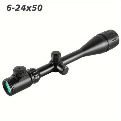 6-24x50 AO Rifle Scope Illuminated Red Green Reticle - Long Range Hunting Scope with 20mm Rail Mount Aluminum Alloy Optical Sight