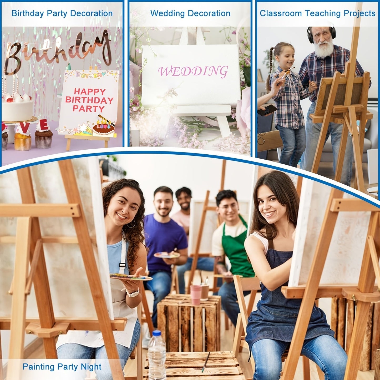 Stretched Canvas Multi-Pack Primed White 100% Cotton – Round Rectangular and Square Sets in 10 15 and 20 Pieces – Artist Canvas Boards for Acrylic Oil Painting Pouring and Mixed Media