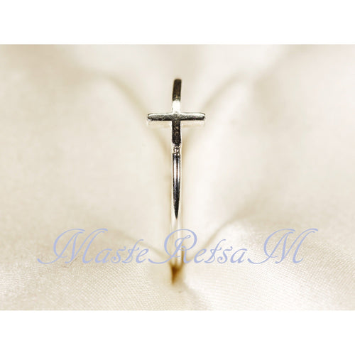 Handmade 925 Sterling Silver Cross Ring Christian Faith Jewelry US Standard Sizes Artisan Crafted Thin Band Daily Wear Religious Gift