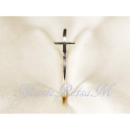 Handmade 925 Sterling Silver Cross Ring Christian Faith Jewelry US Standard Sizes Artisan Crafted Thin Band Daily Wear Religious Gift