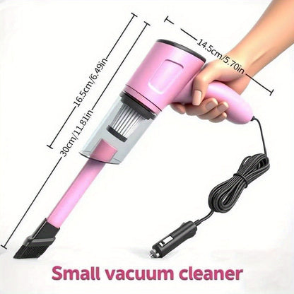 Pink Mini Handheld Car Vacuum Cleaner Strong Suction Dry Wet Cleaning for Pet Hair Cat Hair Multifunctional Portable Cordless Cute Design for Women Girls