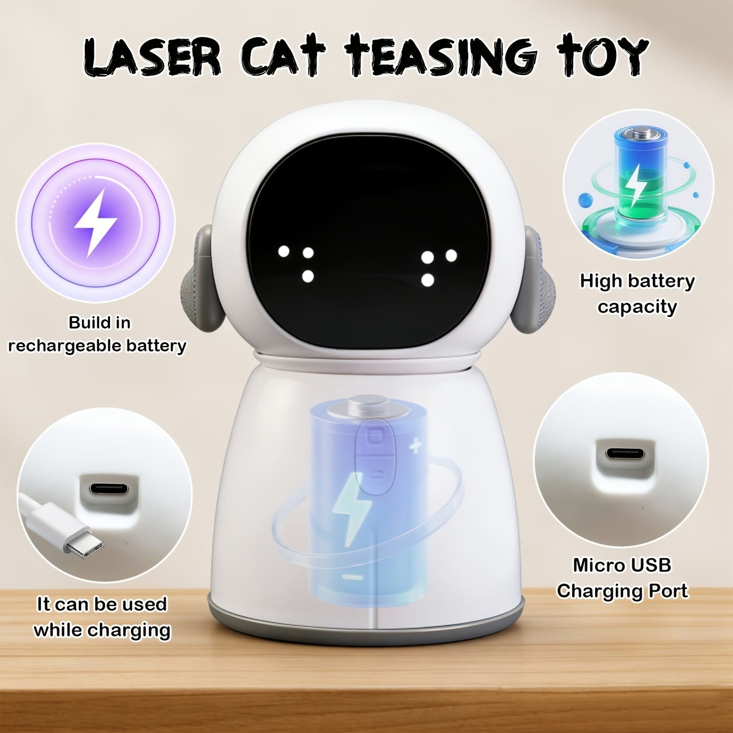 Dual Laser Cat Dog Toy Rechargeable – Auto Motion-Activated Interactive Laser Toy with 3 Speed Modes, 160-Inch Sensor, Adjustable Head for Indoor Cats Kittens Dogs