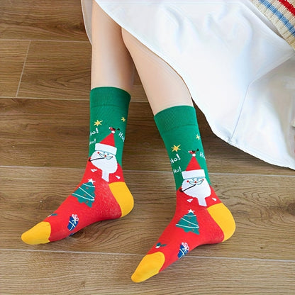 Christmas Socks 30 Pairs Fun Holiday Patterns Reindeer Santa Snowflakes Gingerbread Christmas Tree Warm Cartoon Socks – Unisex Gift Set for Men and Women