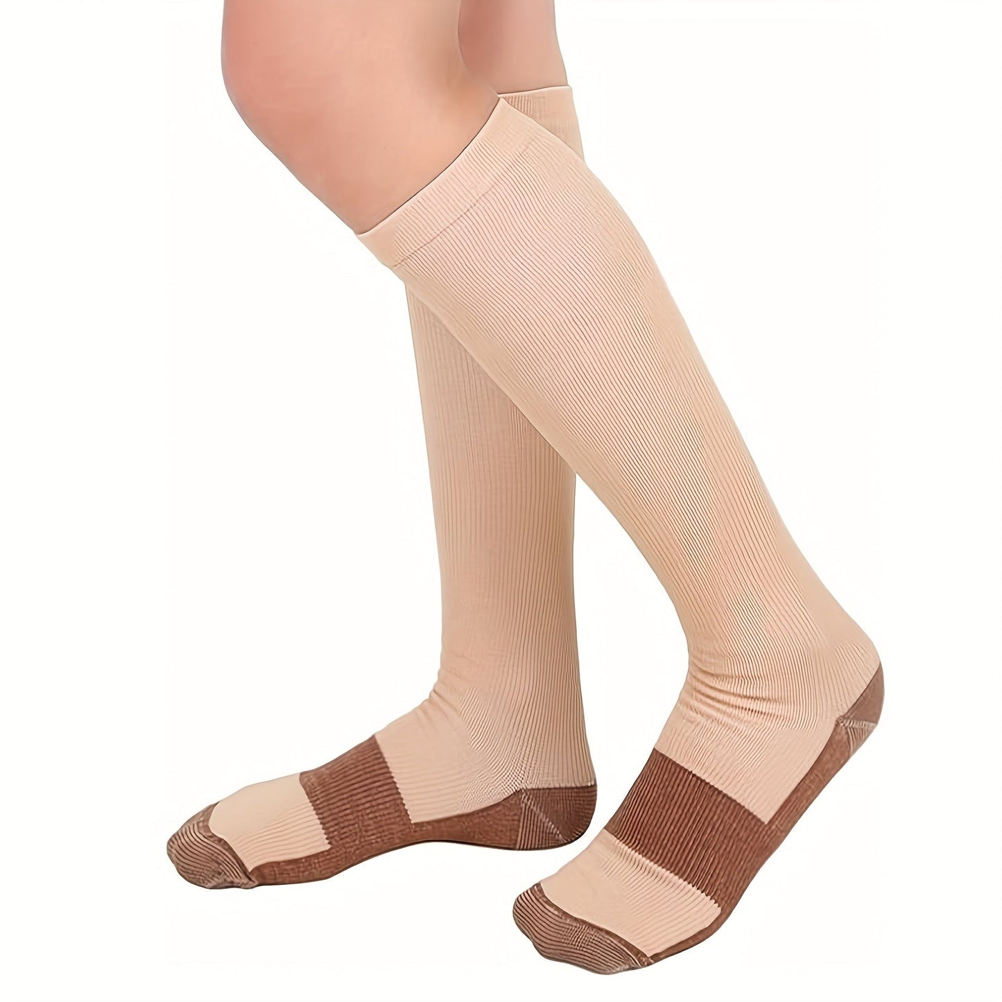 Copper Compression Socks 10 Pairs for Women & Men – Knee High Circulation Support Socks for Running Cycling Climbing Athletic Daily Wear S M L XL XXL Black Skin