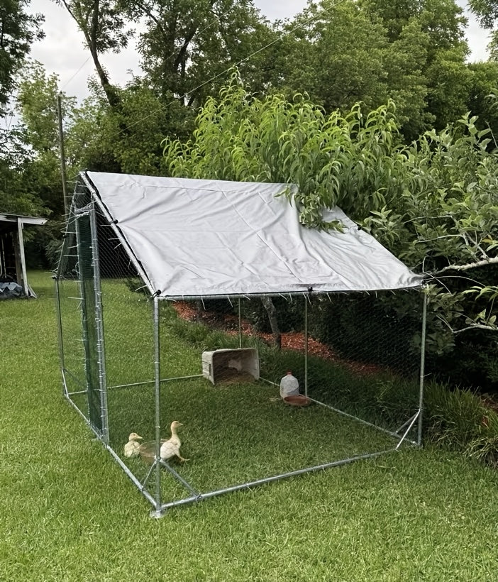 Large Walk-In Metal Chicken Coop Outdoor Hen House with Anti-UV Cover Aluminum Poultry Cage for Backyard Garden – Multiple Roof Styles