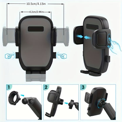 Car Phone Cup Holder Mount 2-in-1 Swivel 360° Rotation Universal Fit for Cars SUVs Trucks with Shock Absorption Trim - Black Extender