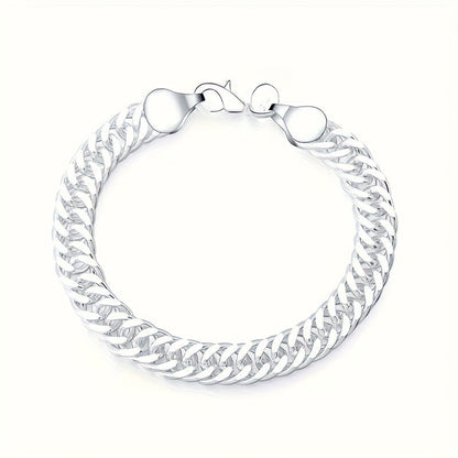 925 Sterling Silver 10mm Cuban Link Chain Bracelet for Men & Women – Tarnish-Resistant Vintage Boho Style, Perfect Gift for Weddings, Parties & Everyday Wear