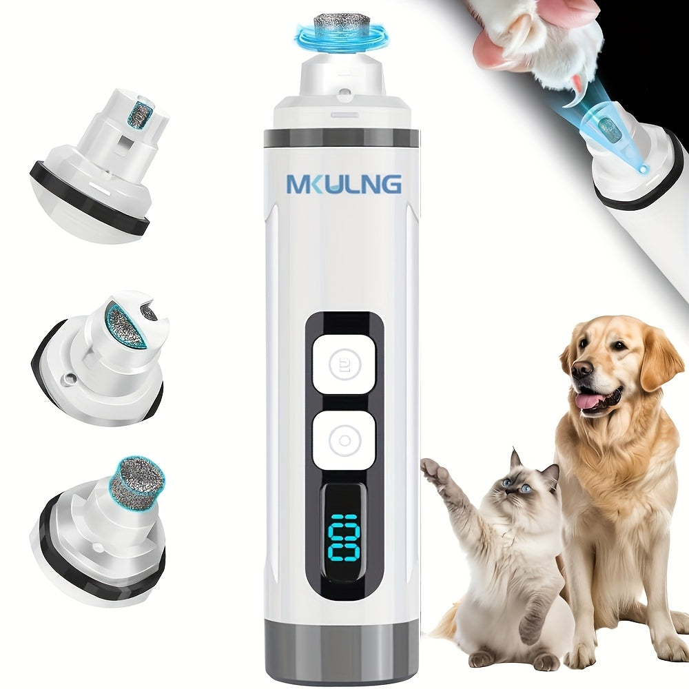 Quiet Dog Nail Grinder with LED Light – 3-Speed Rechargeable Electric Pet Nail Trimmer Kit, Painless Paw Grooming for Small Medium Large Dogs & Cats