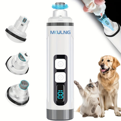 Quiet Dog Nail Grinder with LED Light – 3-Speed Rechargeable Electric Pet Nail Trimmer Kit, Painless Paw Grooming for Small Medium Large Dogs & Cats