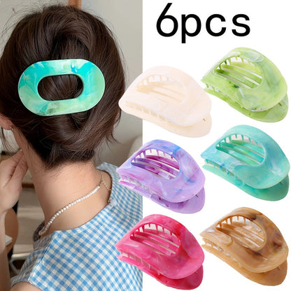 Oversized Shark Claw Hair Clips Set 5/6 Pcs – Non-Slip Extra-Large Flat Claw Clips for Thick Hair, Beach, Party & Everyday Wear, Vibrant Colors