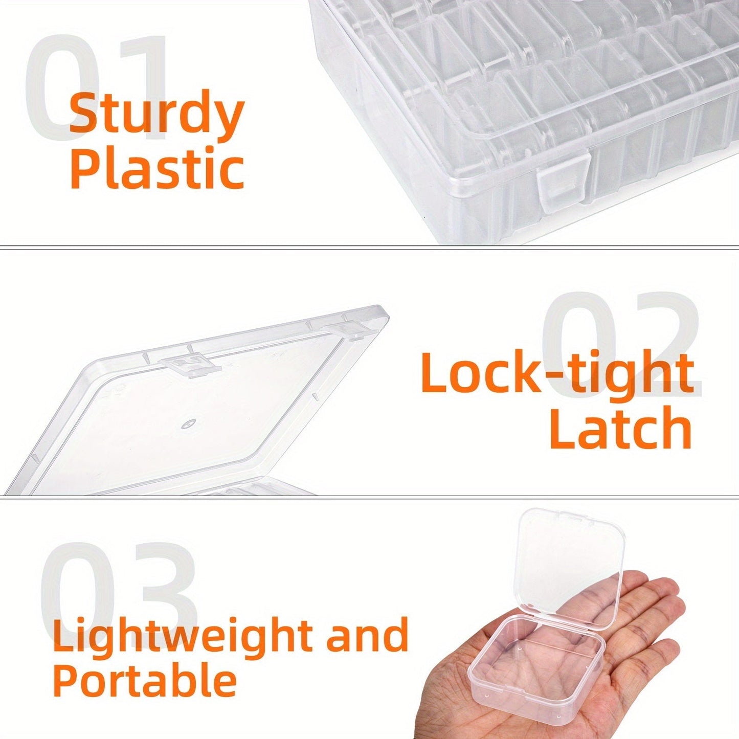 Clear Bead Organizer Box 30 Compartments Hinged Lid 3 or 5 Pack Storage Container for Jewelry Bracelet Making Craft Nail Art 8.8x6.7 Inch