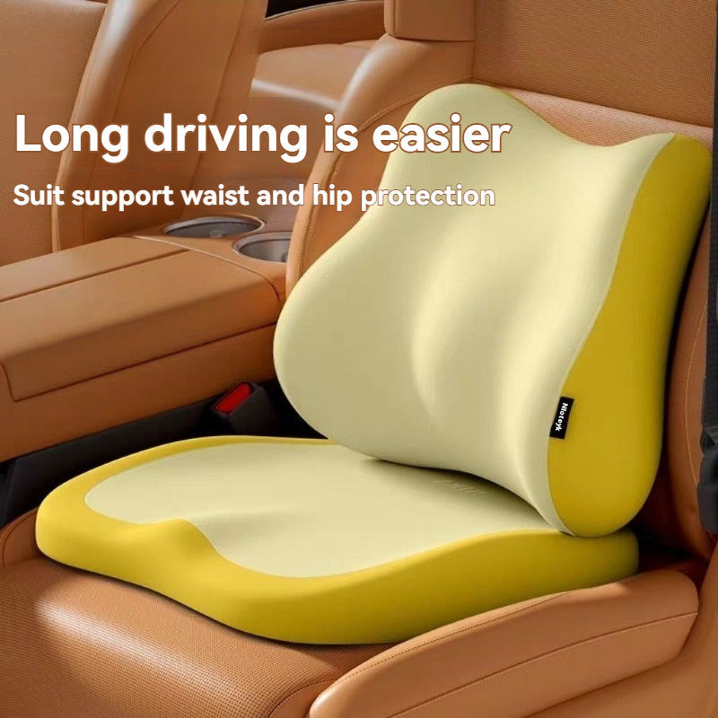Memory Foam Seat Cushion & Lumbar Support Set – Ergonomic 2-Piece Comfort Pad for Office Chair, Car Seat & Wheelchair, Relieves Back Pain & Tailbone Pressure, Multiple Colors