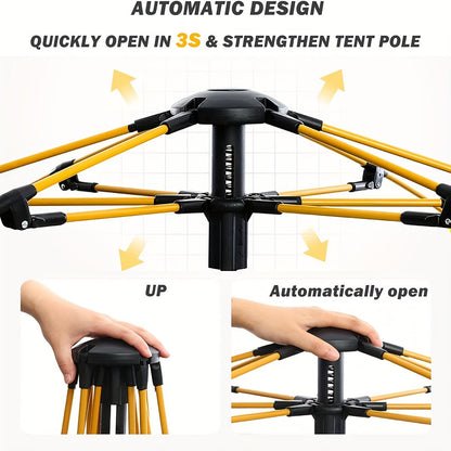 Automatic Pop-Up Camping Tent Portable Outdoor Shelter with 2 Doors & Windows – Instant Setup Lightweight Backpacking Tent for Beach, Hiking, RV, Travel, Sunshade Canopy Cloud Gray