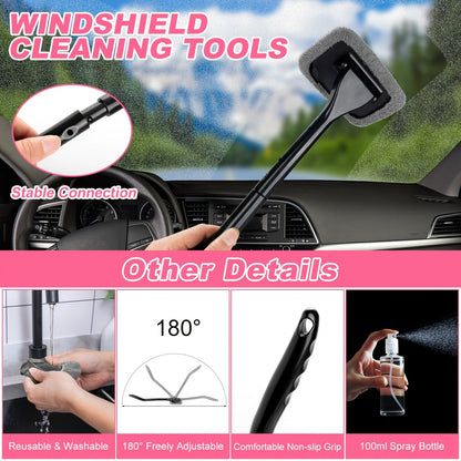 41-Piece Car Wash & Detailing Kit with 120W Handheld Vacuum Cleaner – Foldable Bucket, Windshield Tool, Snow Shovel, Tire Brush, Interior & Exterior Complete Car Care Set, Pink / Black / Blue