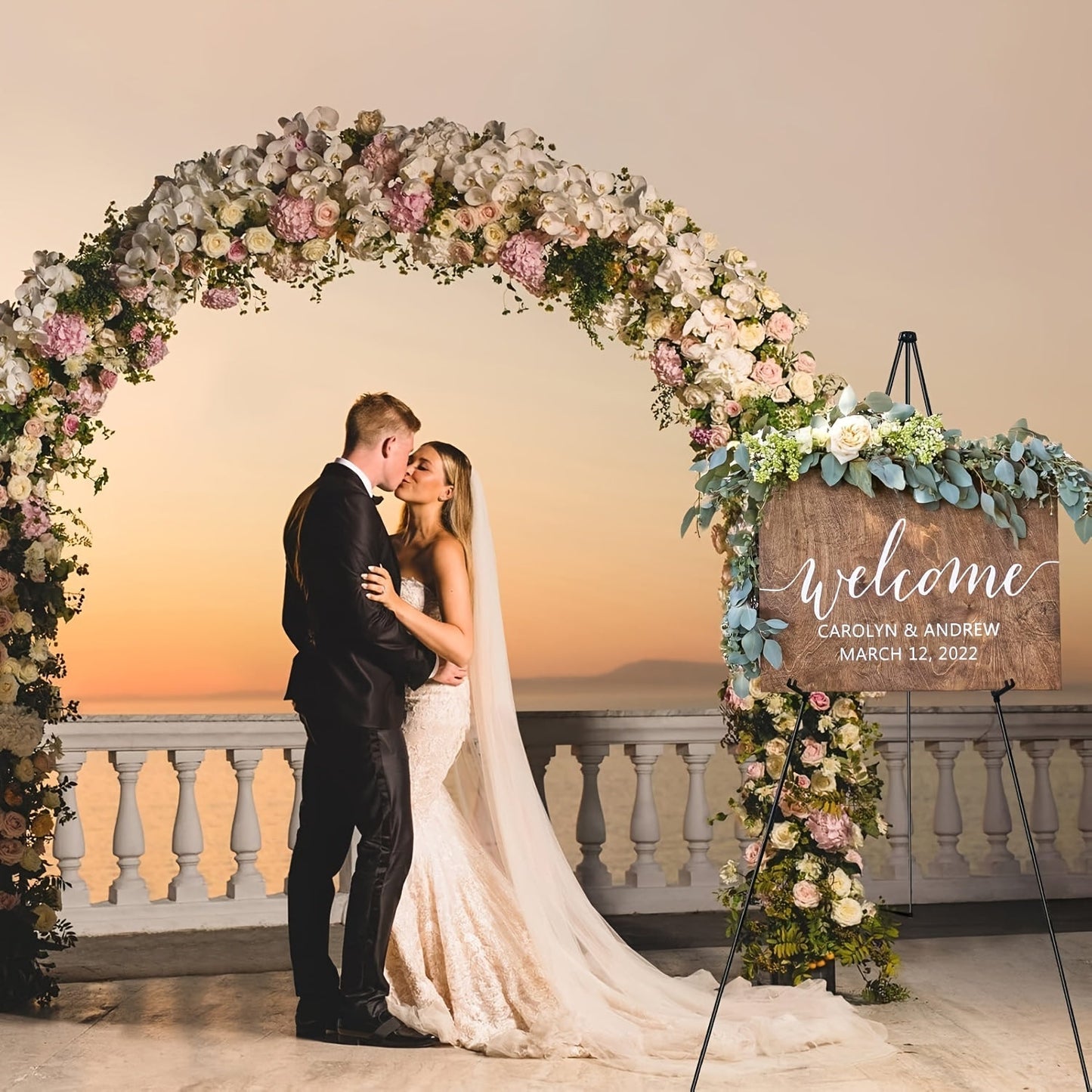 63 Inch Portable Floor Easel Stand Metal Tripod with Carry Bag Wedding Sign Poster Display Quick Assembly Black Gold 1 or 2 Pack
