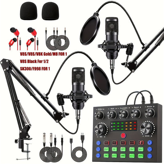 BM800 Condenser Microphone & Sound Card Recording Kit – Home Studio Bundle for Podcasting, Streaming, Voice Overs & Music, Compatible with PC, Smartphone & Tablet, Multiple Models Available